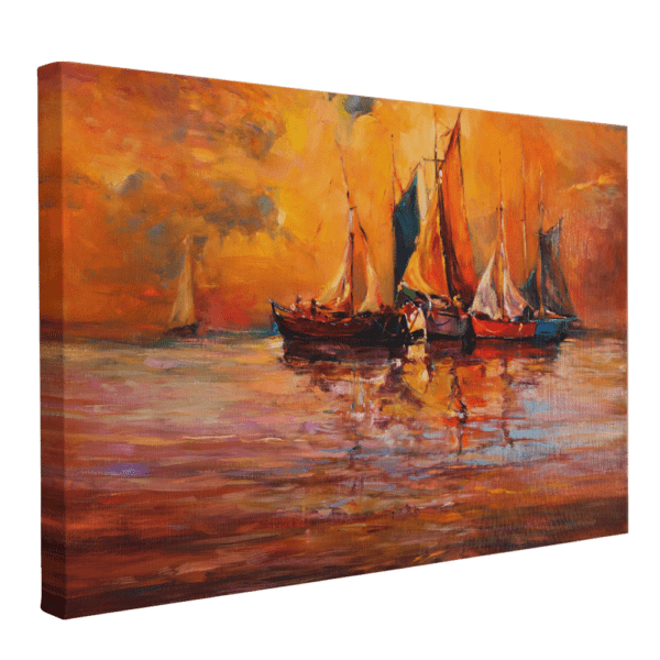 lienzo-botes-atardecer